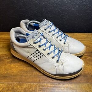 Ecco Biom Natural Motion Golf Shoes Leather Sneakers White‎ Blue EU 44 US 10.5